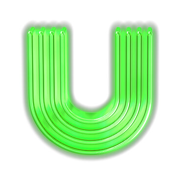 Golden luminous symbol. letter u