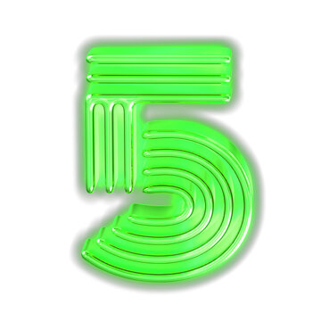 Golden luminous symbol. number 5