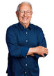 © Krakenimages.com - Senior man with grey hair wearing casual shirt and glasses happy face smiling with crossed arms looking at the camera. positive person.