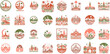 Moroccan Landmarks Marrakech Vector Silhouette Icons and Pictograms Set