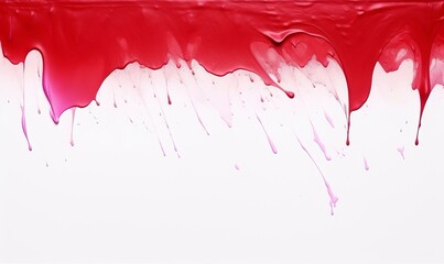 Canvas Print - Bold red paint splash dripping down a white backdrop, creating a dramatic and vibrant effect.