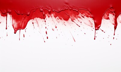 Canvas Print - Bold red paint splash dripping down a white backdrop, creating a dramatic and vibrant effect.