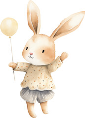 Poster - Whimsical bunny illustration created with Generative AI technology