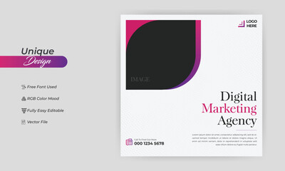 Wall Mural - Digital Marketing Social Media Post banner Template, social media post banner design template. business marketing post. Digital marketing agency post banner, Digital marketing expert banner.