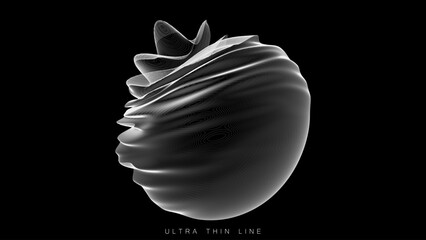 Aufkleber - Distorted line spheres. Vector thin line glitch geometry.