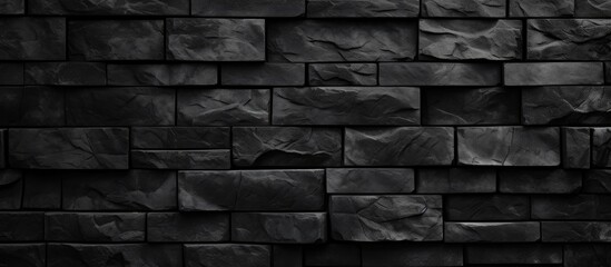 Poster - abstract empty black stone brick wall with seamless texture, showcasing beautiful patterns and space