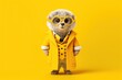 animal dressed as a doctor on yellow background