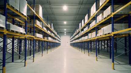 Interior of big empty warehouse