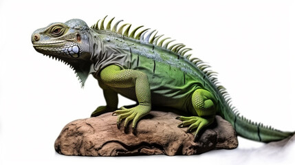 Wall Mural - Green iguana also known as the American iguana is a lizard reptile on white background