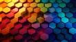 A striking abstract background with hexagonal elements illuminated in a rainbow of colors.