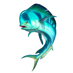 Wall Mural - Mahi mahi or dolphin fish on white. Realistic illustration of mahi-mahi or dolphin fish PNG