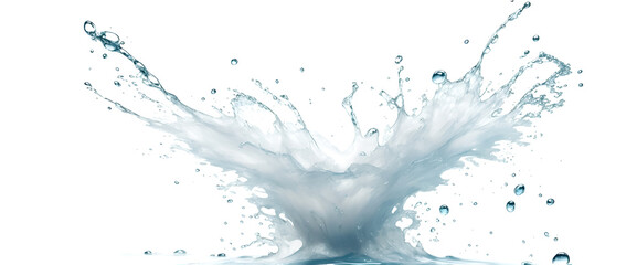 Wall Mural - A blue water splash isolated on a white background with reflection. Ideal for graphic design projects and visual representations requiring water splash elements.