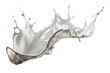 Milk splash with drops on white background, png transparent, generative ai