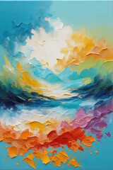 Poster - abstract summer oil painting textured background