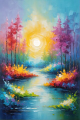 Poster - abstract summer oil painting textured background