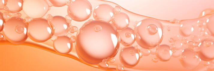 Wall Mural - A close up of a bunch of bubbles. Monochrome peach fuzz background.