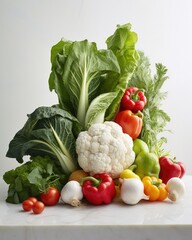 Poster - A pile of vegetables sitting on top of a table. Generative AI.