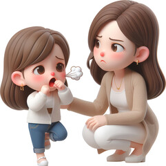 3d character - mother and daughter