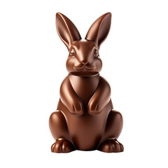 Chocolate easter bunny isolated on transparent background. Delicious chocolate rabbit, easter holiday concept 