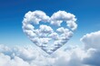 white clouds in a shape of heart in blue sky