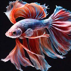 Wall Mural - colorful fighting siamese fish with beautiful silk tail isolated on black