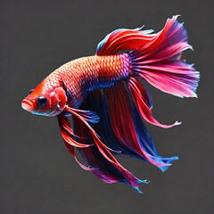 Wall Mural - colorful fighting siamese fish with beautiful silk tail isolated on black