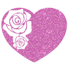 Wall Mural - pink glitter rose in heart on transparent background. design for decorating,background, wallpaper, i