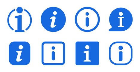 Wall Mural - Info icon set. Information blue vector symbol for helpdesk concept.