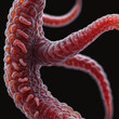 Roundworm parasites in the human intestine. Ascariasis. Diseases of the human digestive system. 3d rendering
