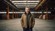 © CStock - A middle-aged man stands in a warehouse ,workers in warehouse,clean and minimalist
