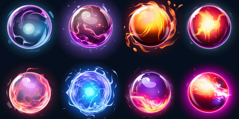 Poster - plasma lightning universe cosmic planet sphere burst cosmos explosion flare flash shine magic neon