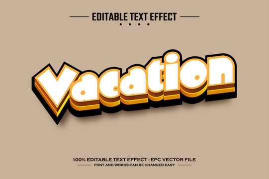 Vacation 3D editable text effect template