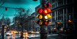  traffic light trails on the street, traffic lights in the city, traffic light trails