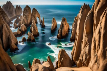 Wall Mural - **closeup  view of the  arch and surrounding rock formations at lands end in cabo san lucas, baja california sur, mexico-