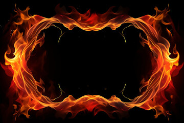 Canvas Print - flames fiery blazing flare inferno shine magic ring burn glowing illuminated curve heat science 