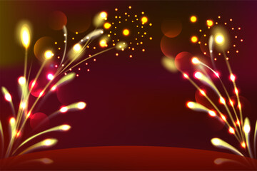 Wall Mural - fireworks background with space for text. illustration vector.