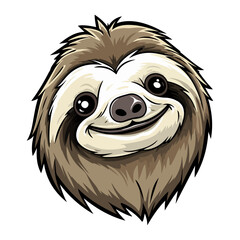 Sticker - Sloth Portrait Sticker, Sloth mascot logo illustration, Sloth character, generative ai