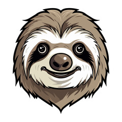 Wall Mural - Sloth Portrait Sticker, Sloth mascot logo illustration, Sloth character, generative ai