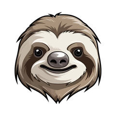 Wall Mural - Sloth Portrait Sticker, Sloth mascot logo illustration, Sloth character, generative ai