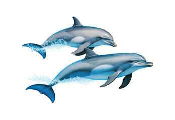 Wall Mural - Dolphins_swimming_full_body._No_shadows_highest