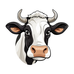 Wall Mural - Milk cow Portrait Sticker, Milk cow mascot logo illustration, Milk cow character, generative ai