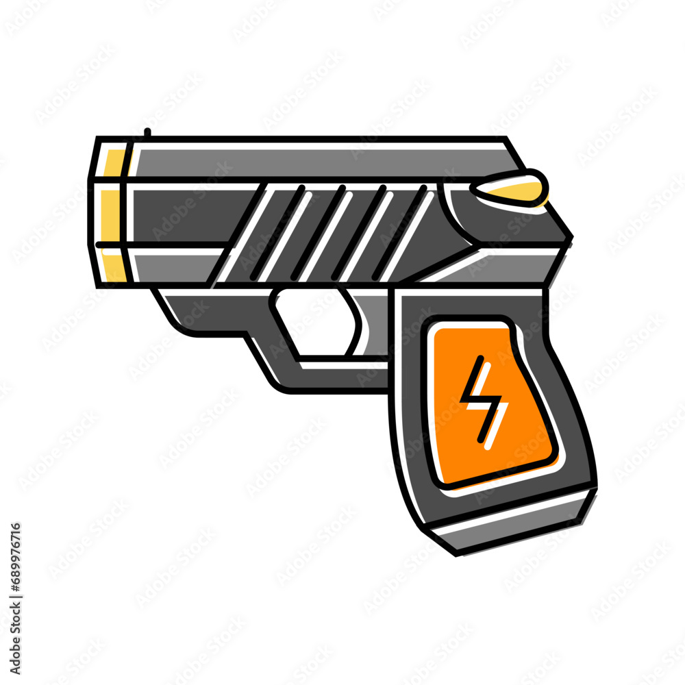 Taser Color taser gun crime color icon vector. taser gun crime sign. isolated ...