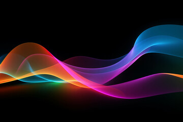 Wall Mural - curved colorful neon light waves.