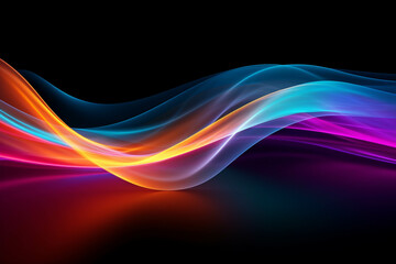 Wall Mural - curved colorful neon light waves.