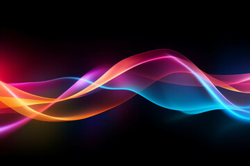 Wall Mural - curved colorful neon light waves.