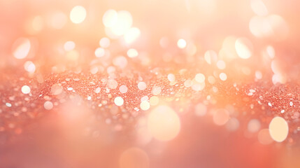 Wall Mural - Gentle abstract festive background peach color, glitter, bokeh, blur