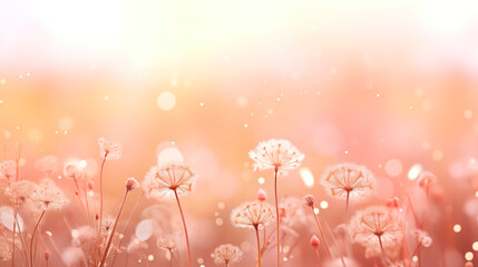 Wall Mural - Gentle abstract festive background peach color, glitter, bokeh, blur