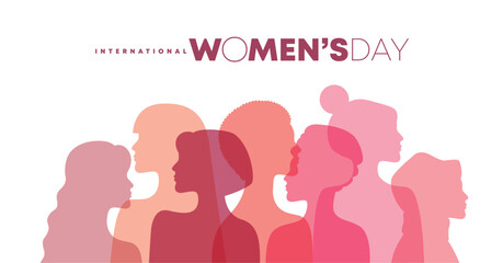 March 8, International Women's Day. Vector illustration group of women in flat style design.