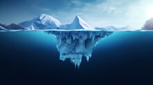 Iceberg - Underwater Risk - Global Warming Concept - 3d Rendering,PPT Background