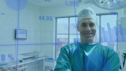 Poster - Animation of data processing over caucasian male surgeon